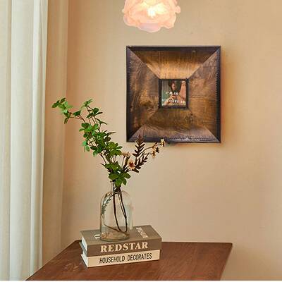 深圳工厂做旧复古烤色宽边实木画框贴木皮奢轻油G11284A画框边框