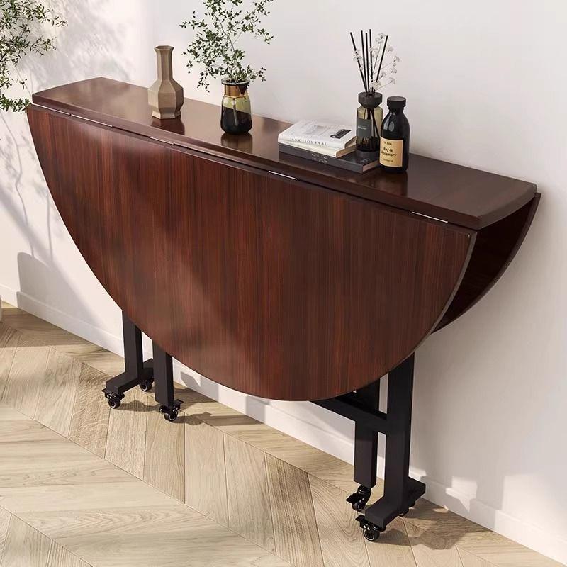 折叠圆桌家用小户型可折叠式餐简易1转0桌人079饭可移动带盘大圆