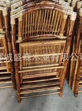 户外便式竹折叠椅白色沙滩椅ZD-1023靠背花携椅复古园竹编子竹子