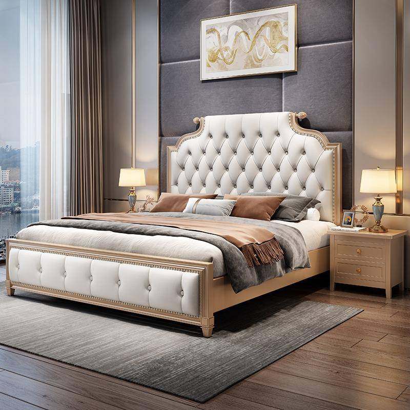 美公实床现代简木约双人床轻奢16680.8米1.5欧式主式卧主储物2米