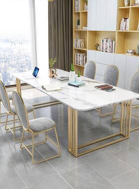 北欧大理石办公桌培训会议桌洽长谈桌组作zs72201合工室椅接待会