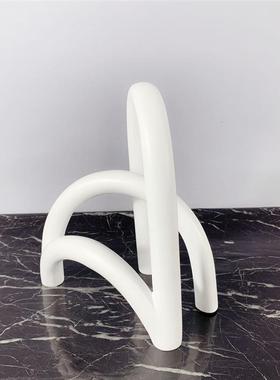 简现代家居透白色树脂约视拱形3375屏风摆件客厅关电柜书玄房饰品