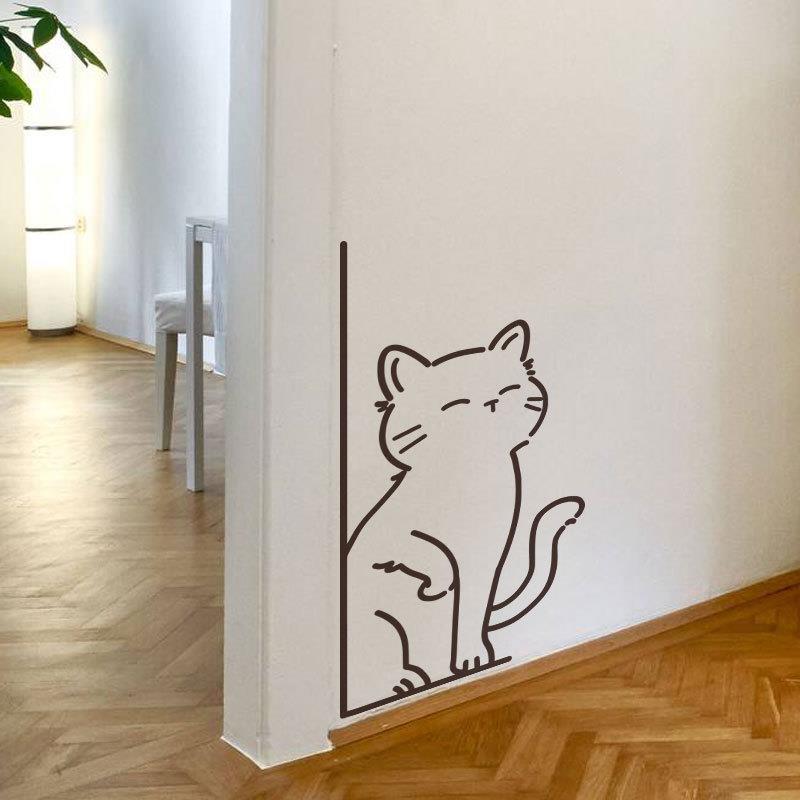 可爱猫咪贴RUIXINMC纸i居ns家风网红衣柜镜子房门玻璃贴室卧墙面