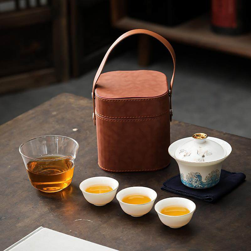 羊脂玉旅行茶具便携套装一壶三杯陶瓷快客杯家用户外露营茶具小套,3C数码配件,其它配件,淘宝优惠券,粉丝福利购,淘宝优惠卷