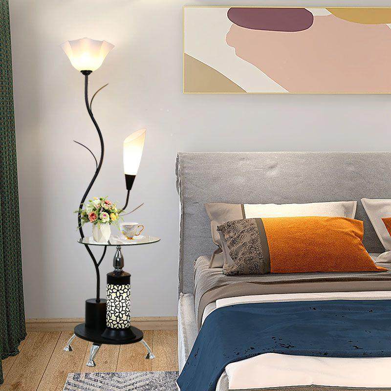 现代简约百合茶几落地灯 黑白时尚创意客厅卧室LED落地台灯饰灯具