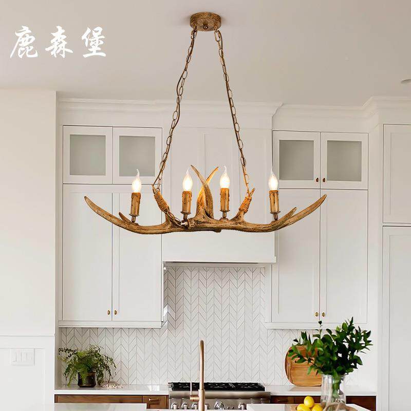 茶鹿角灯美式客台厅餐厅吧卡516座台吊灯北欧创意岛室咖啡厅吊灯,家装灯饰光源,智能吊灯,淘宝优惠券,粉丝福利购,淘宝优惠卷