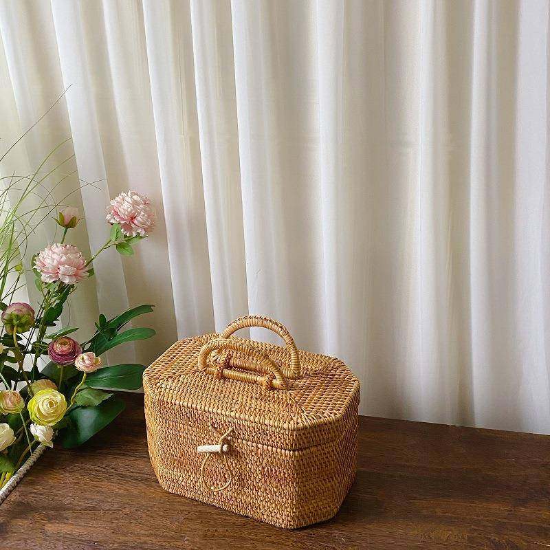 越南柳八边柳编藤编收纳盒普茶叶提罐盒编筐手收一纳盒洱收,收纳整理,脏衣篮,淘宝优惠券,粉丝福利购,淘宝优惠卷
