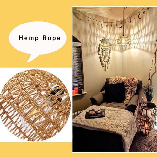 入式编藤条吊灯灯光调节开制关电木灯头KSR-065麻绳悬挂灯农舍餐