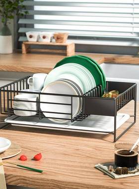 用不锈钢厨MHO房篮面沥水碗碟置物架带筷台子笼带接水盘碗盘家收