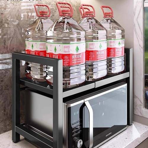 可IFG伸厨房置物架微炉烤箱架子家用双层面桌面电饭波锅台收纳缩