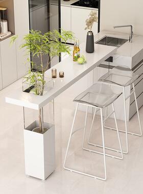 简约现代亚克RWP力吧台桌实家木用酒吧大理吧石台桌奶茶店椅长条