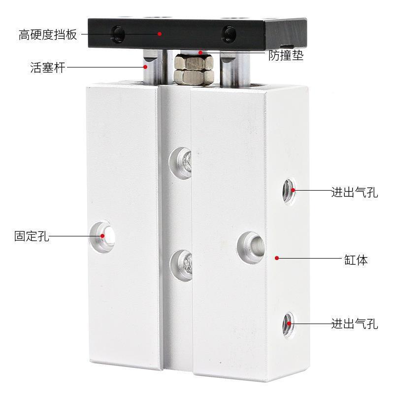 缸气动长行程小型长型大力TN25加双柱双气轴TN32扁双出推双杆汽缸