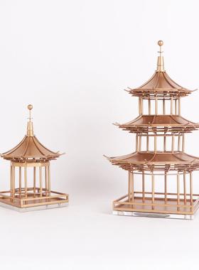新中式禅意摆件客玄关属古厅建筑亭子饰陈配列酒店别墅软装摆MC-T