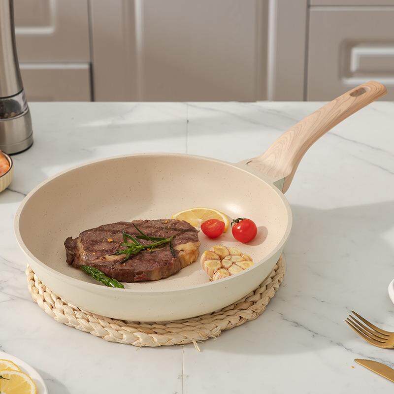 麦饭石炒锅锅家用炒菜-无烟煎炒油牛排锅锅电磁炉通用平底锅不粘