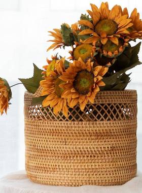 藤编脏衣篮脏篮衣服收纳筐篮家浴用室卫生间脏衣篓编织收F5M5876T