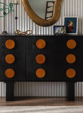 中古实九M4142-44斗柜电木视柜式古黑色现代简复约玄关柜客厅储物