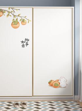 衣柜防贴移门房间装饰翻QI8eHY/g新自置粘壁纸玻璃柜门改造卧室布