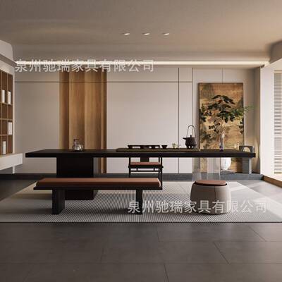 茶台茶轻奢现代高级感组合TTH实木板功桌泡夫茶桌椅一体办大公室