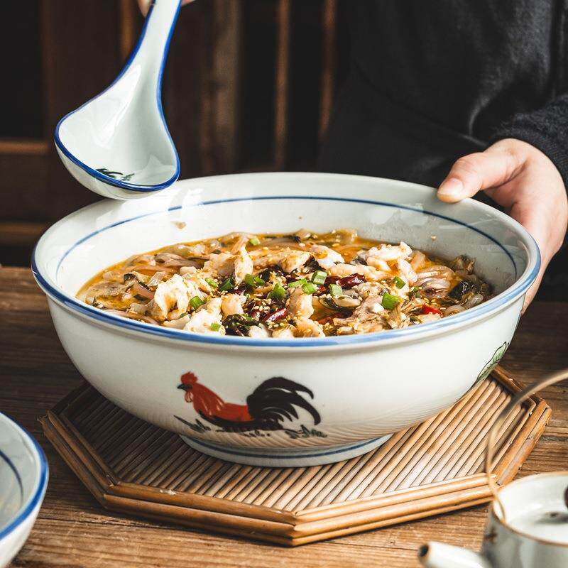 酸菜鱼大盆碗陶瓷大碗家用特大号水煮肉片专用碗汤盆盘子深盘菜盘