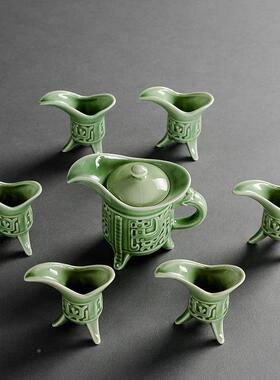 陶瓷酒樽杯用酒具套装仿古礼分家酒器白酒黄酒酒清酒壶青瓷201874