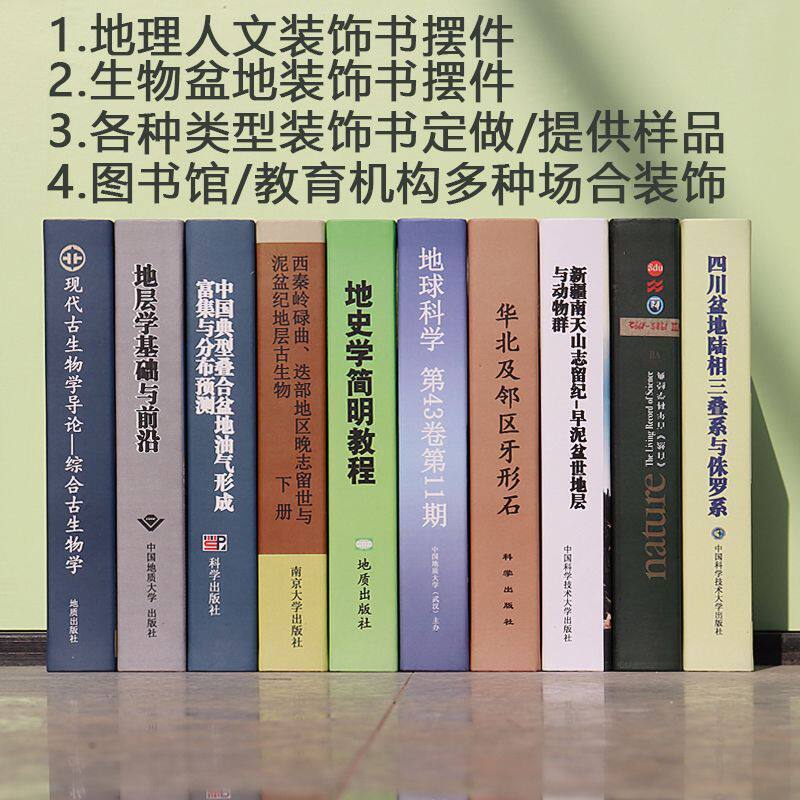地理人文假书模型书壳装饰高原山脉盆地古生物类装饰书仿真书摆件