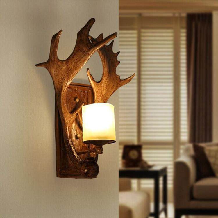复古床壁灯创意墙889壁鹿角灯客厅头卧室个性装鹿道头过灯美饰式