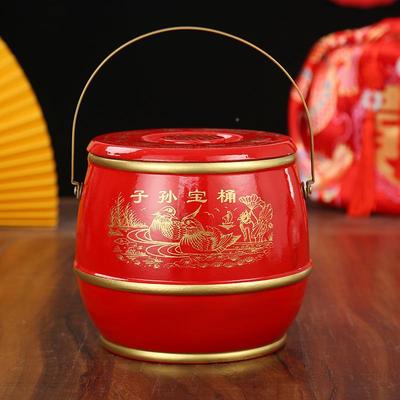 婚子孙桶新礼娘陪嫁件中婚装大号单个喜桶红摆色式木质子木子孙桶