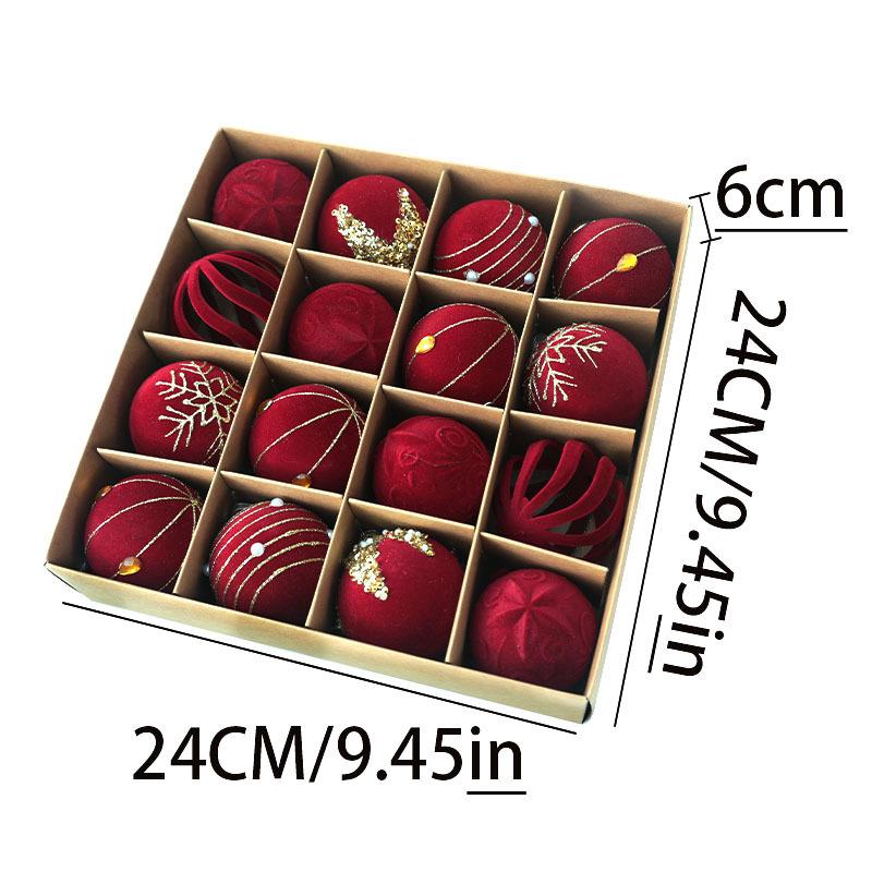 983新款彩绘异形塑料圣诞树装装品挂件6cm16pcs植圣诞绒球饰饰吊