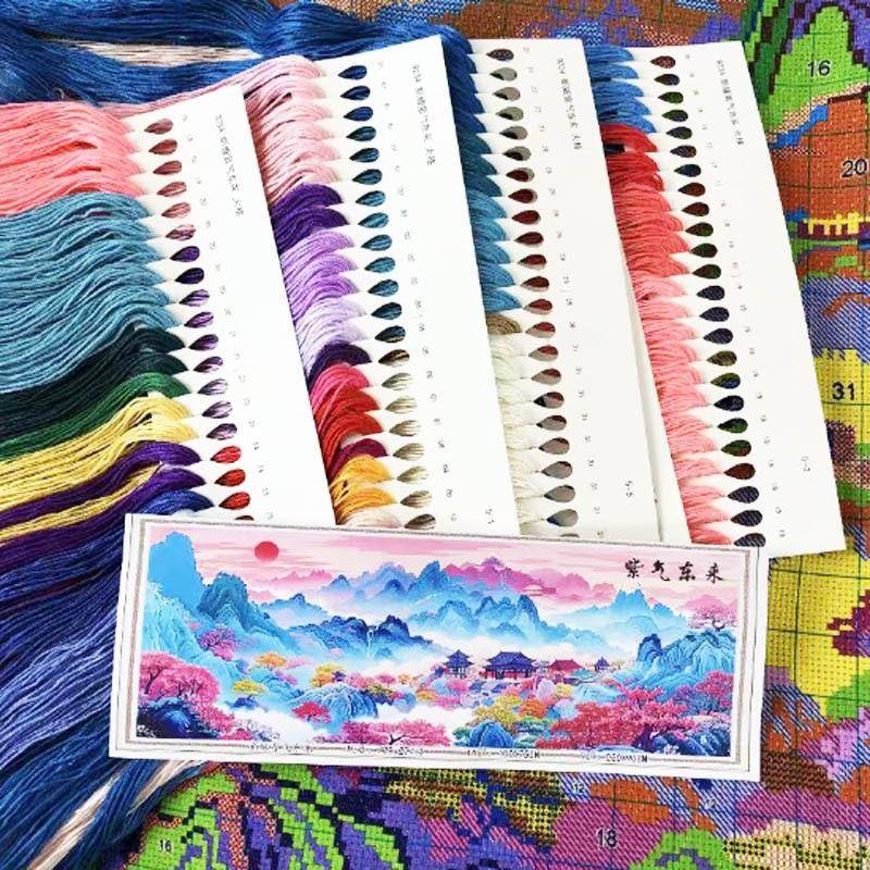 工厂M新版紫新版紫东来幅十字绣客新气款线绣厅满绣大风景十字绣