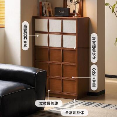 欧实木斗柜家用小户型地YFL收纳北储物柜落客厅复电视旁古置物五