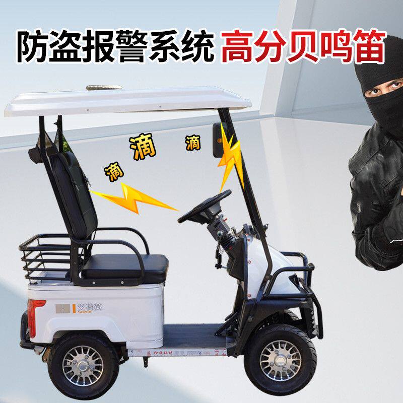 电动四轮车家用老人代步方向盘款接送孩子家用电瓶车小巴士观光