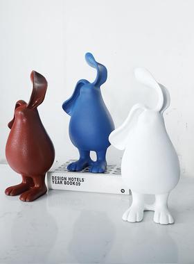 欧式创意白色长耳兔客树脂件样板GD-A1109房厅儿童摆房装玄关电视