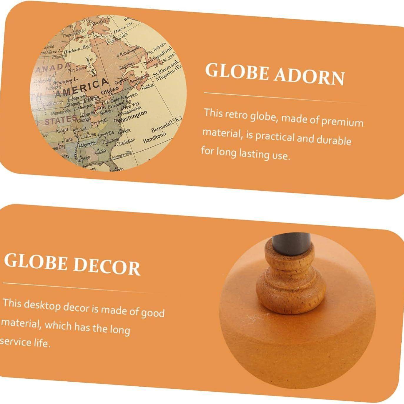 地球仪摆件办公室中号小号英文复古欧392风式4格家C居桌上摆件1M