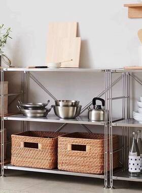 日式不锈钢房落置物架能厨多OQB功空气炸锅微波炉地烤箱多层收纳