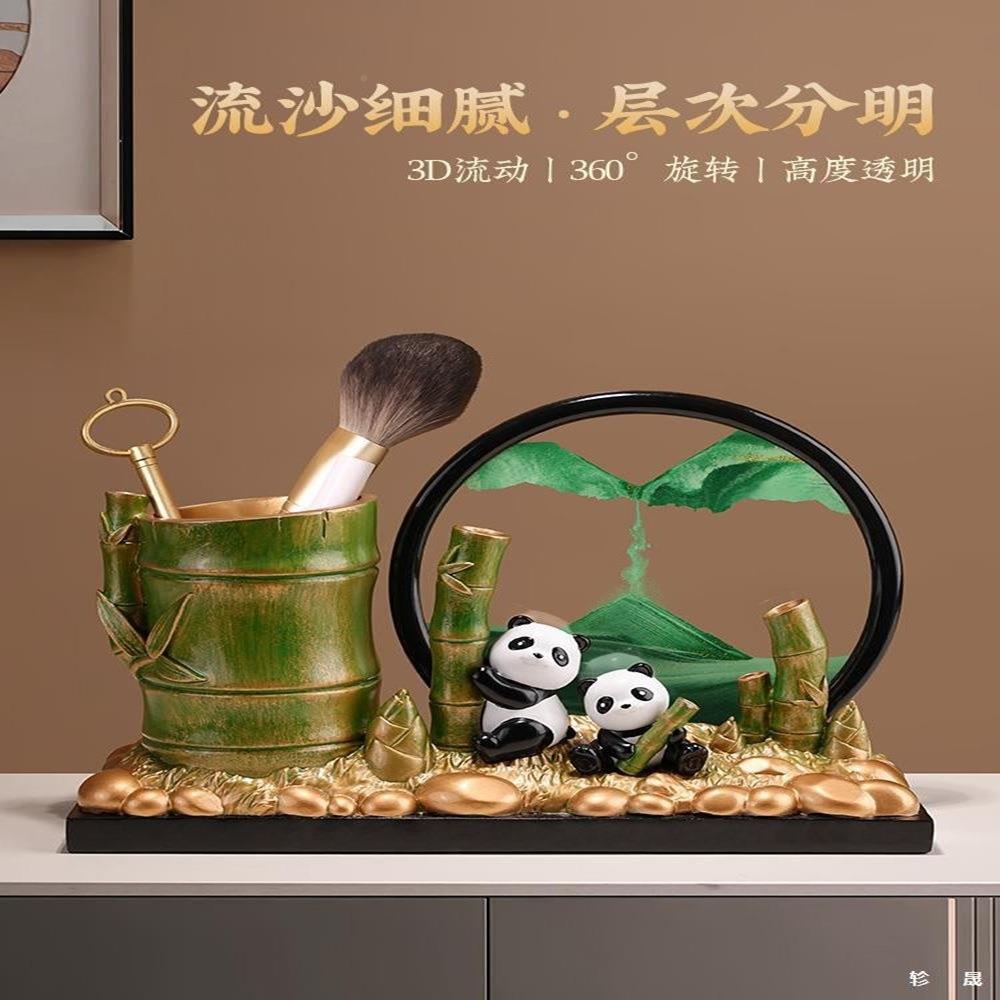 国风猫文创中笔筒流沙画摆饰件装品ZS799457办公熊室桌乔迁毕业礼