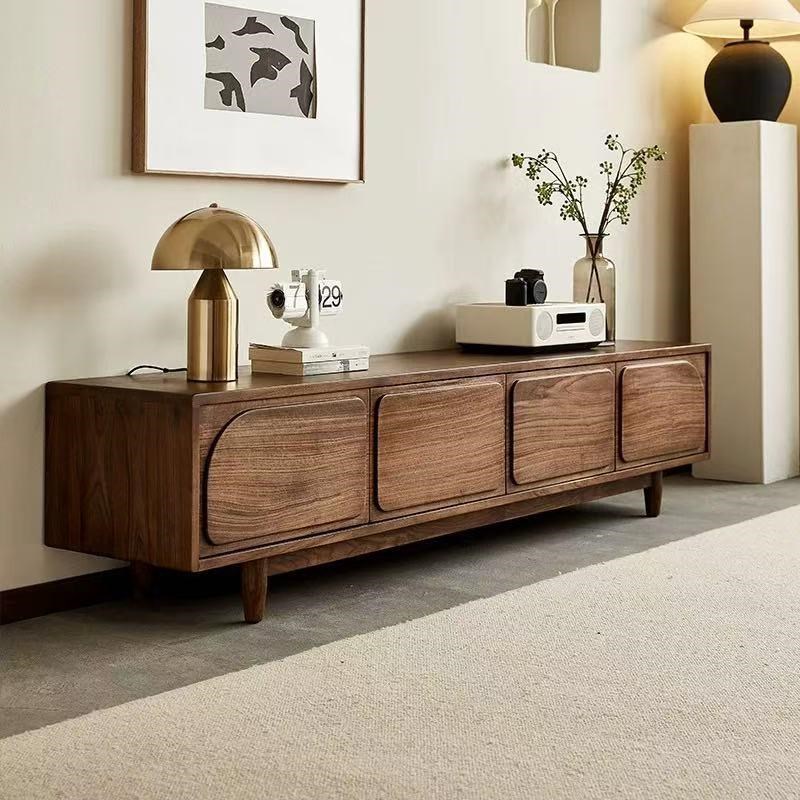 中古风胡桃木电视柜简约现代客厅储物柜J收纳柜小户型实木视听地