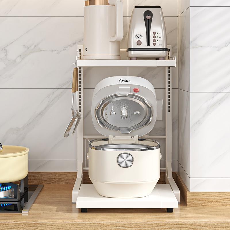 多功能厨房微炉电饭锅置物架台面层可TQP抽双收纳空气波炸锅拉架