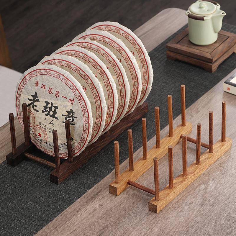 茶饼架鸡翅木实木茶架子配XRO支普洱展架示茶叶存放收纳架茶托茶