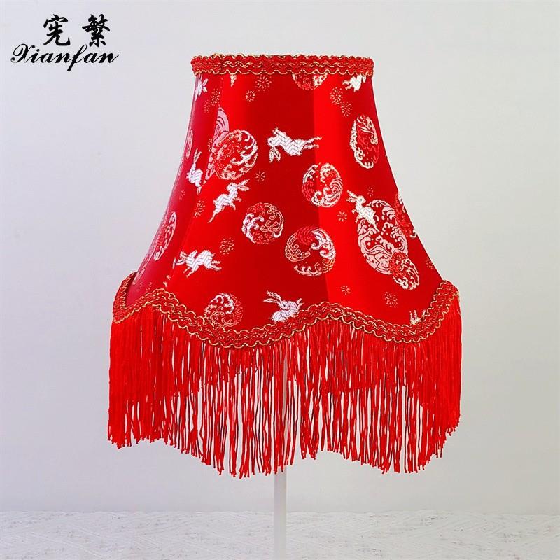 欧式复古庆大红色吊布艺蕾丝珠手工宫廷灯罩SUS婚结喜装饰长明灯