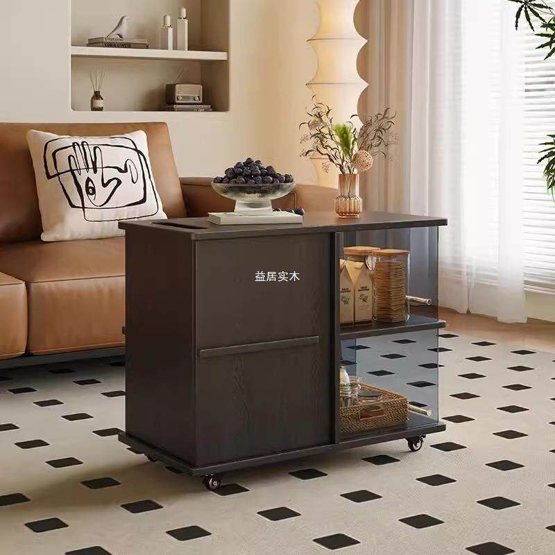 中古风沙发边柜小户型客厅茶几可升降移动边几阳台卧室小推车边柜