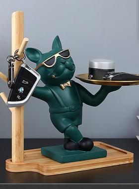 品工直供法斗犬托盘摆件厂客厅家居603装饰玄关钥匙收纳面桌托盘