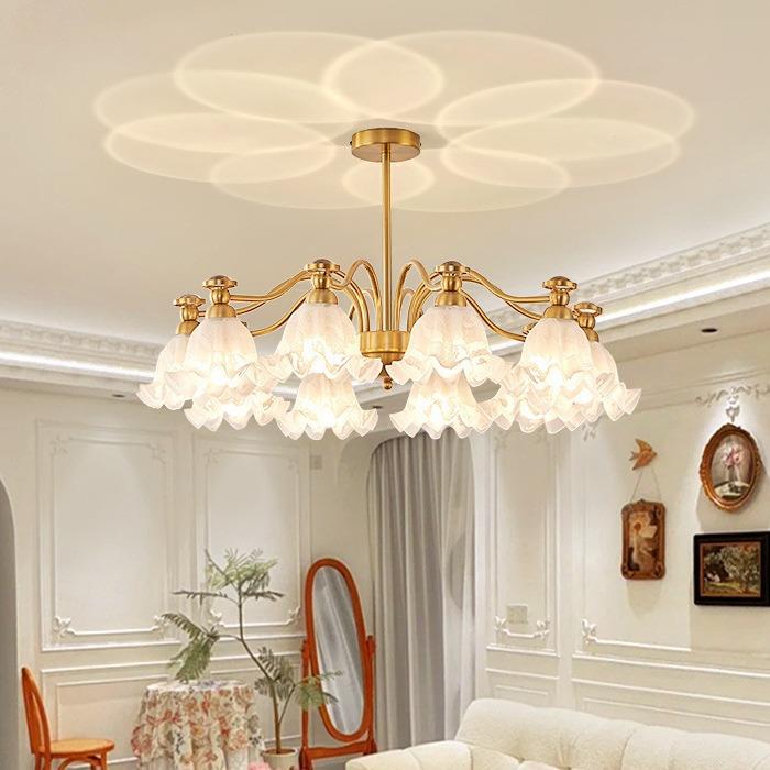 式中古铃兰餐厅客厅玻璃吊复古卧氛围灯主室全屋灯灯具具2灯美025