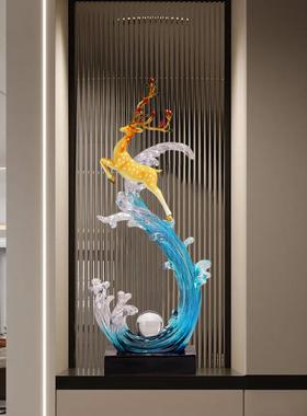 风生高水起入EUE户玄关摆件轻奢档客厅电柜办室公年年有余锦视鲤