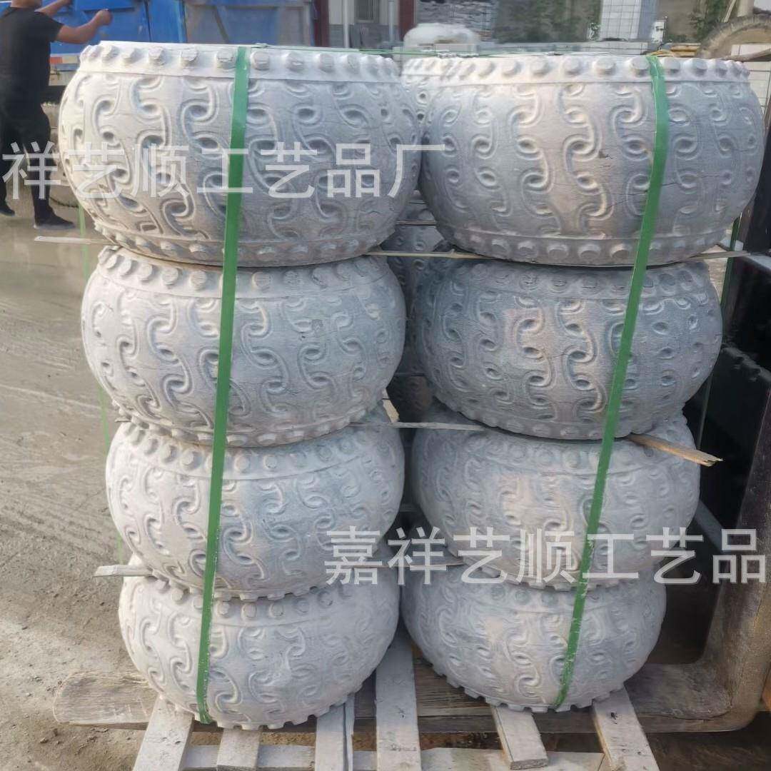 堂圆柱石鼓墩青古石雕祠花石鼓001中式仿柱础石柱顶石空心包柱石