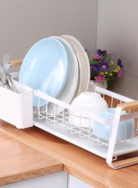 单厨房家用日式层沥水碟碗架多功能碗筷餐沥具收纳架台K5004-1W面