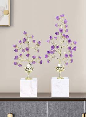 轻紫葡萄树奢大理石底座摆软件家W0292居高级感客厅装家装饰居品