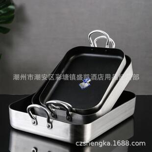 长方大无品牌/双耳不粘锅烧烤鱼盘煮肉海鲜咖拼盘平底烙形煎饼煎