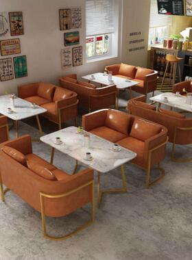 北欧西餐厅啡卡座沙发双人商接待靠墙务酒吧奶茶店TX90881咖厅餐