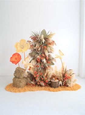 芦苇草仿真摆设景花艺色造景橱窗商花场餐厅AwH6R3E5假花装饰场布