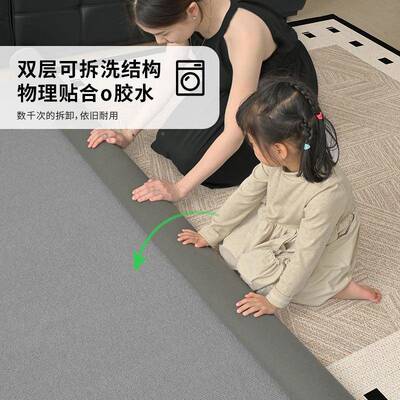 可拆洗地现毯客厅代轻可奢高级感卧室床层kcx20825边毯拆卸双茶几